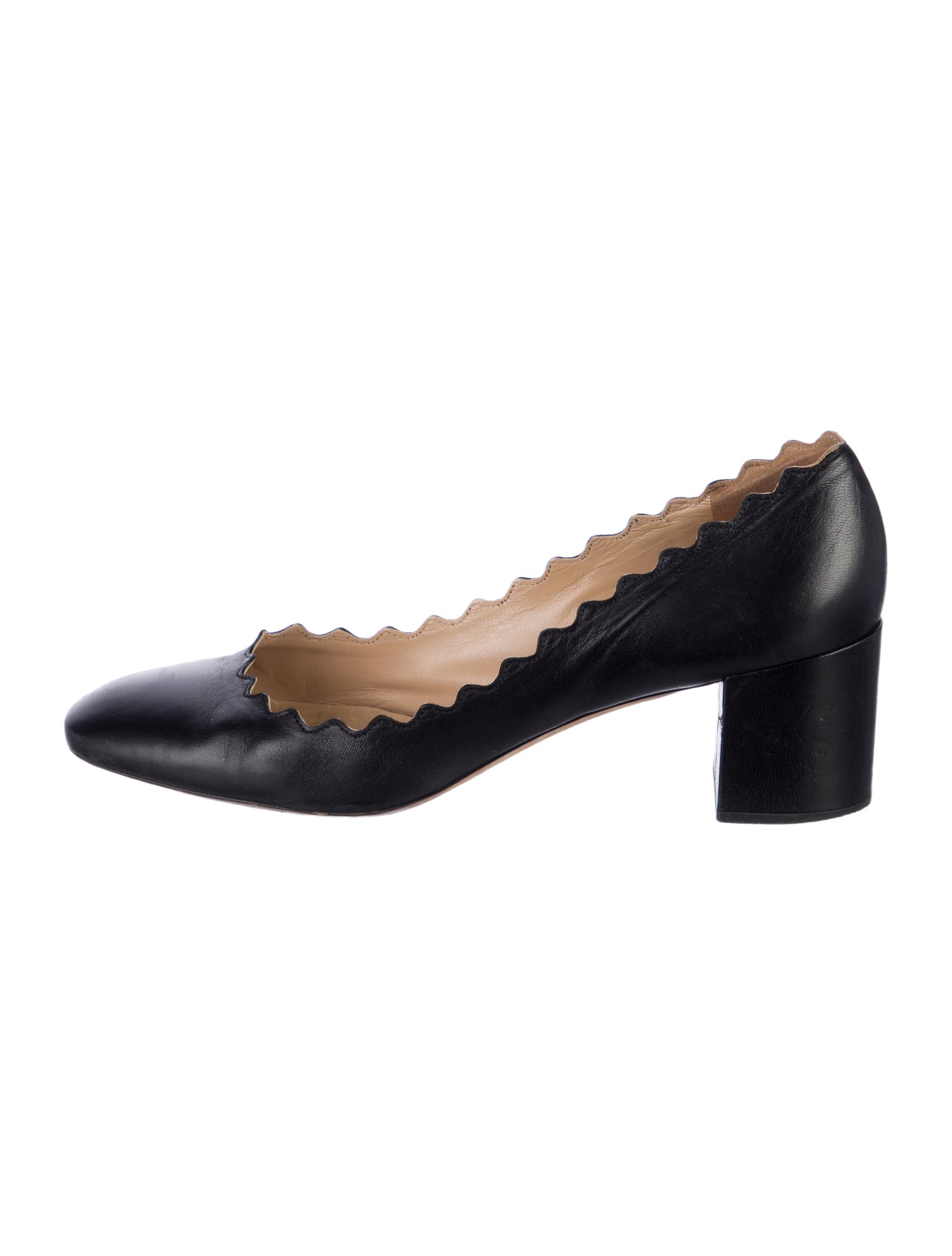 Chloé Leather Scalloped Accent Pumps