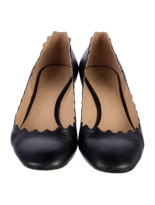 Chloé Leather Scalloped Accent Pumps