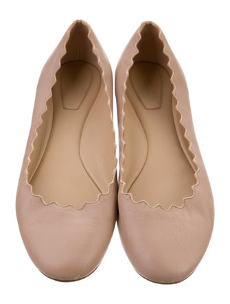 Chloé Leather Scalloped Accent Ballet Flats