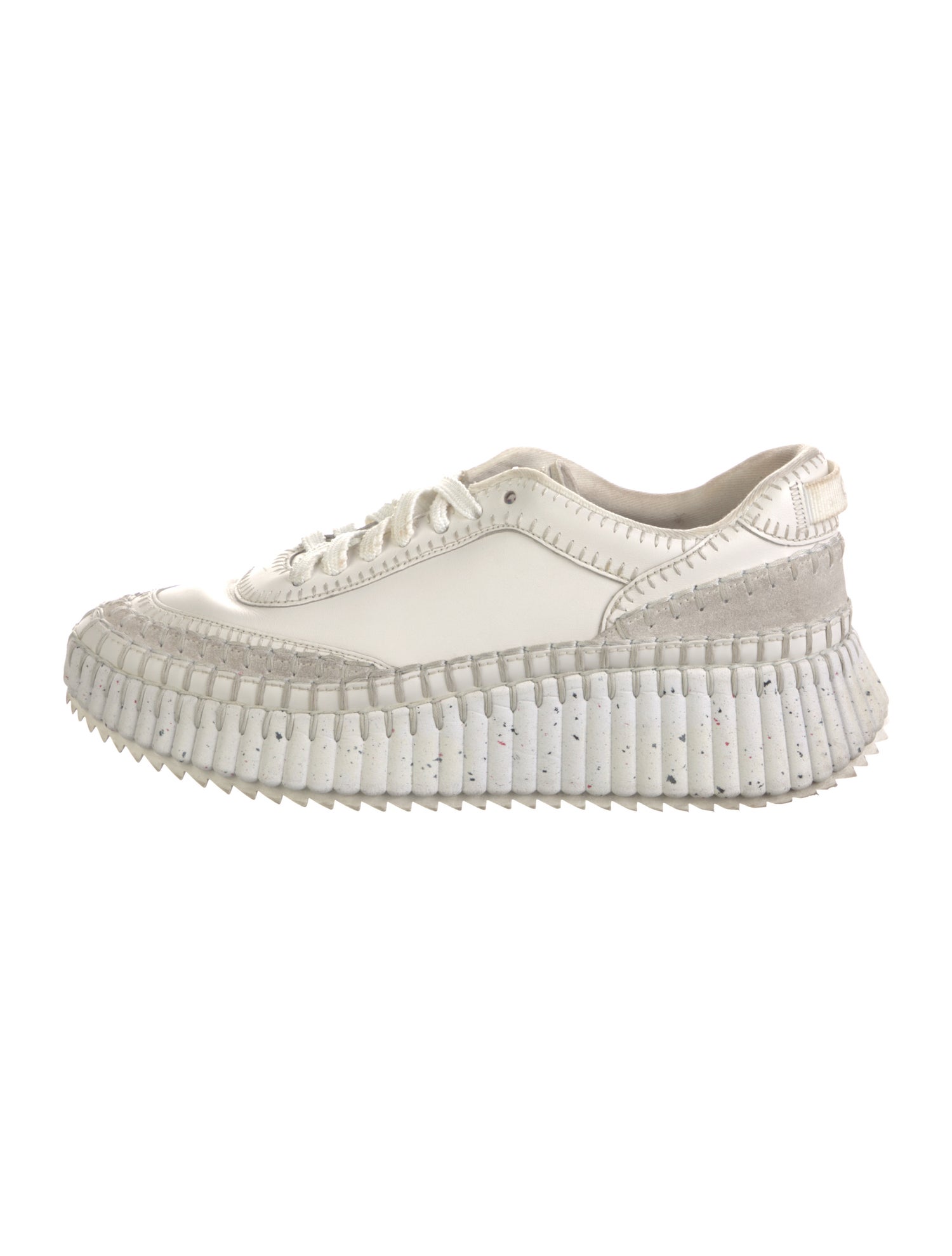 Chloé Leather Whipstitch Trim Sneakers