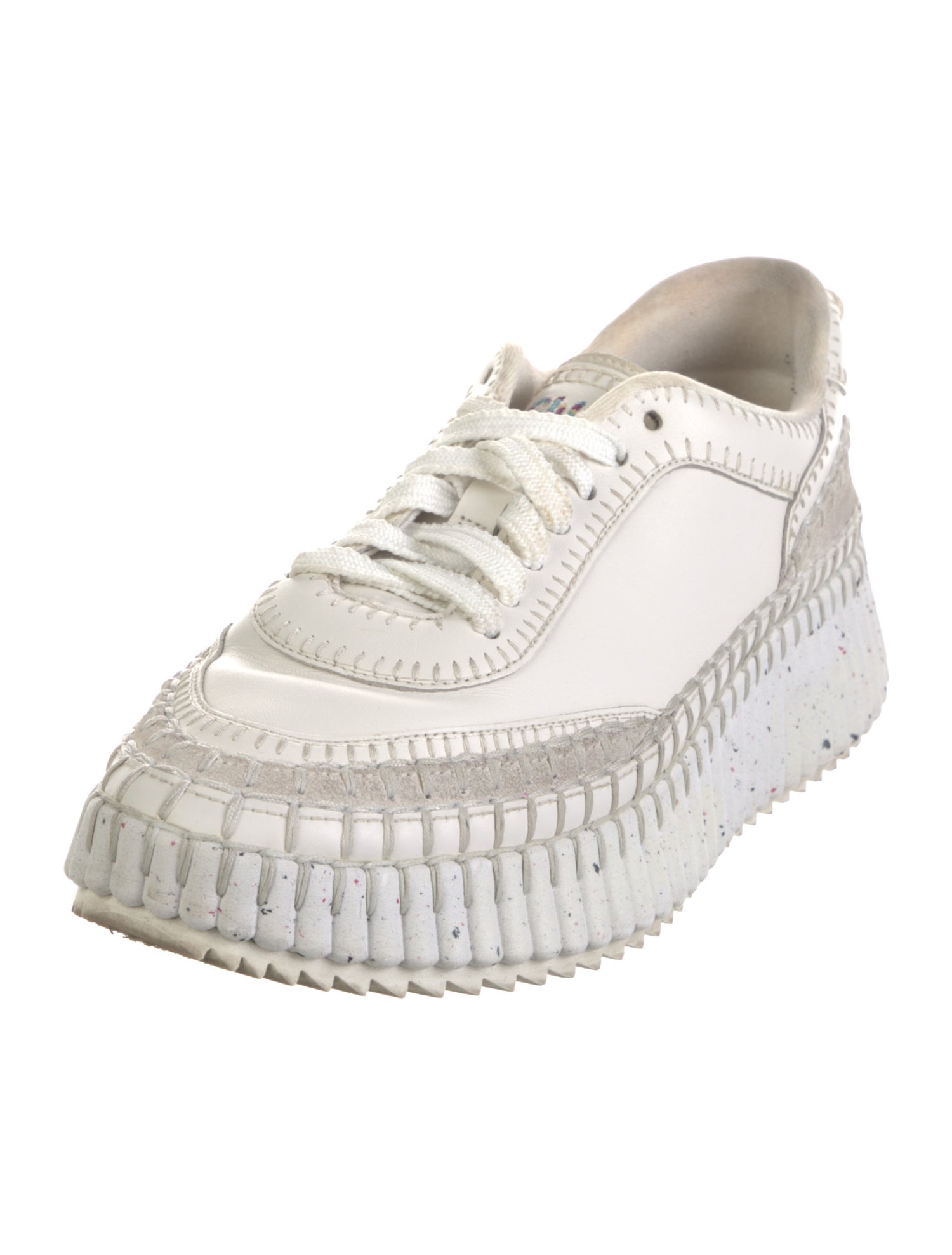 Chloé Leather Whipstitch Trim Sneakers