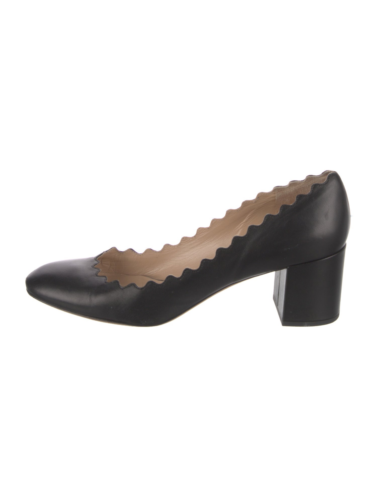 Chloé Leather Scalloped Accent Pumps