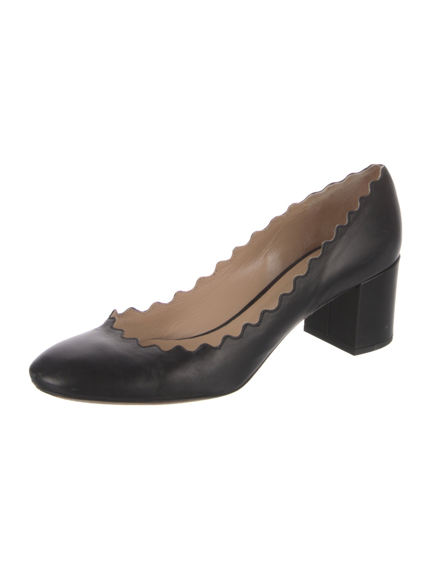 Chloé Leather Scalloped Accent Pumps