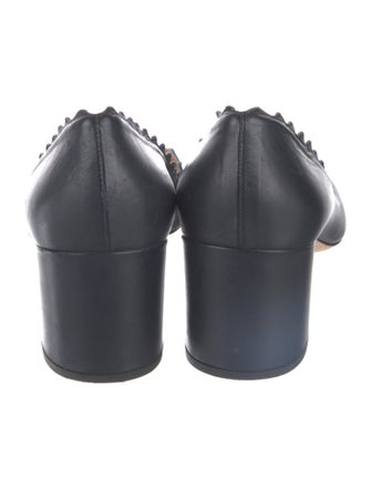 Chloé Leather Scalloped Accent Pumps