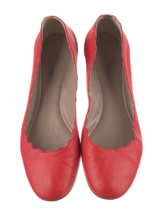 Chloé Leather Scalloped Accent Ballet Flats