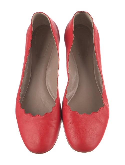 Chloé Leather Scalloped Accent Ballet Flats