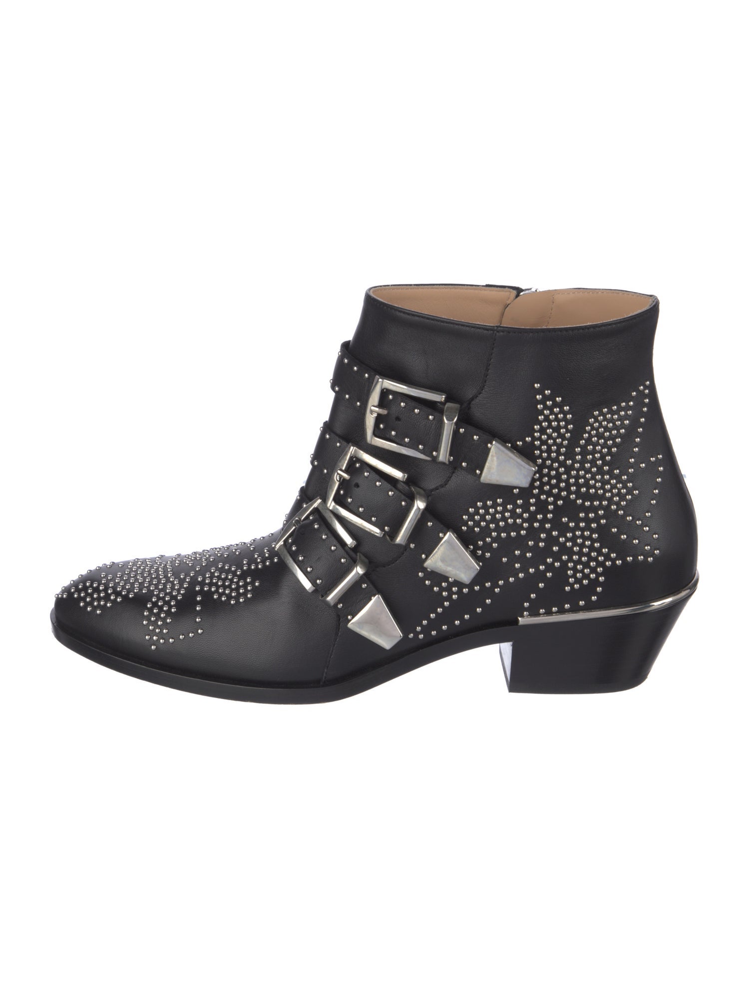 Chloé Leather Studded Accents Western Boots