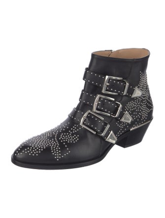Chloé Leather Studded Accents Western Boots