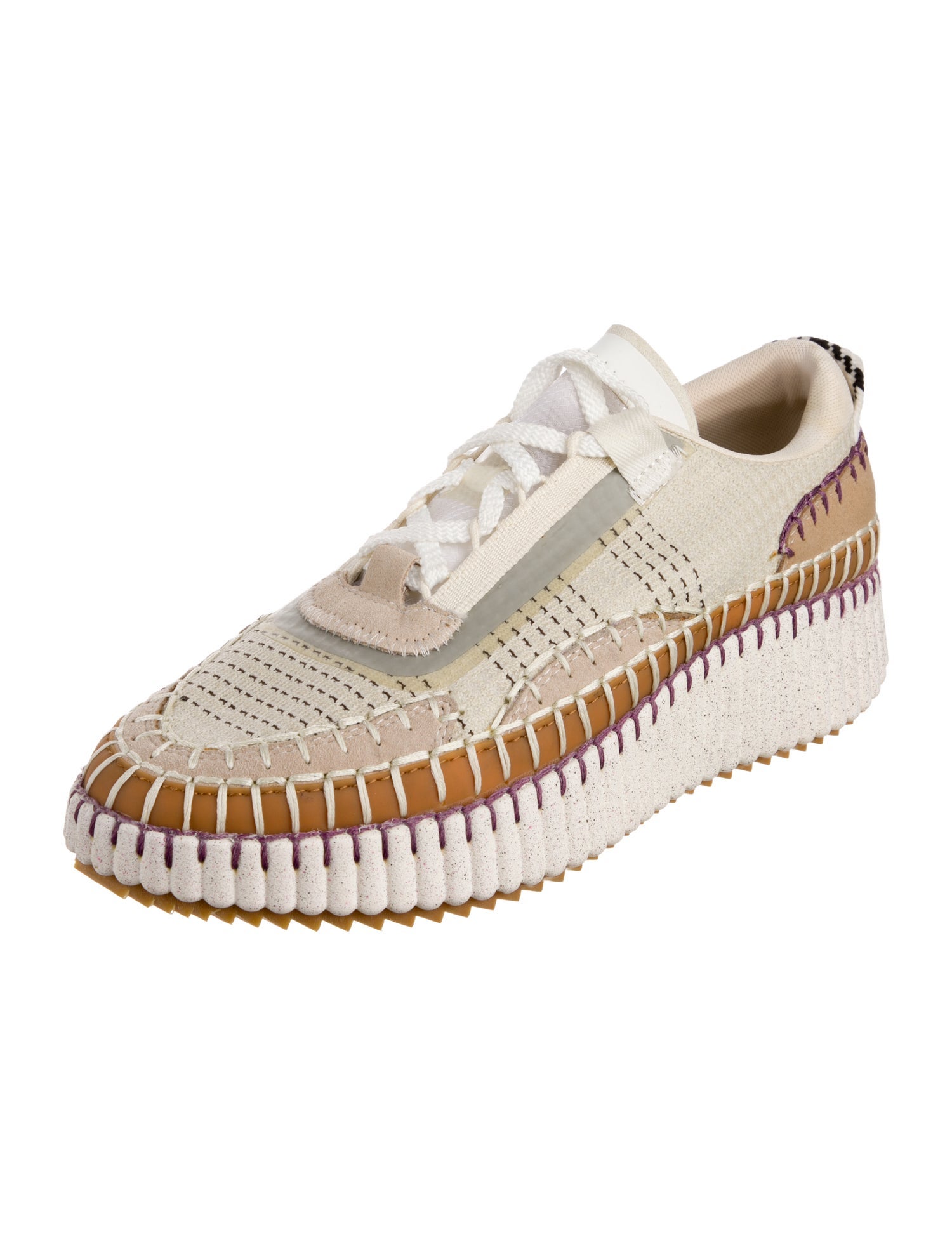 Chloé Patterned Whipstitch Trim Sneakers