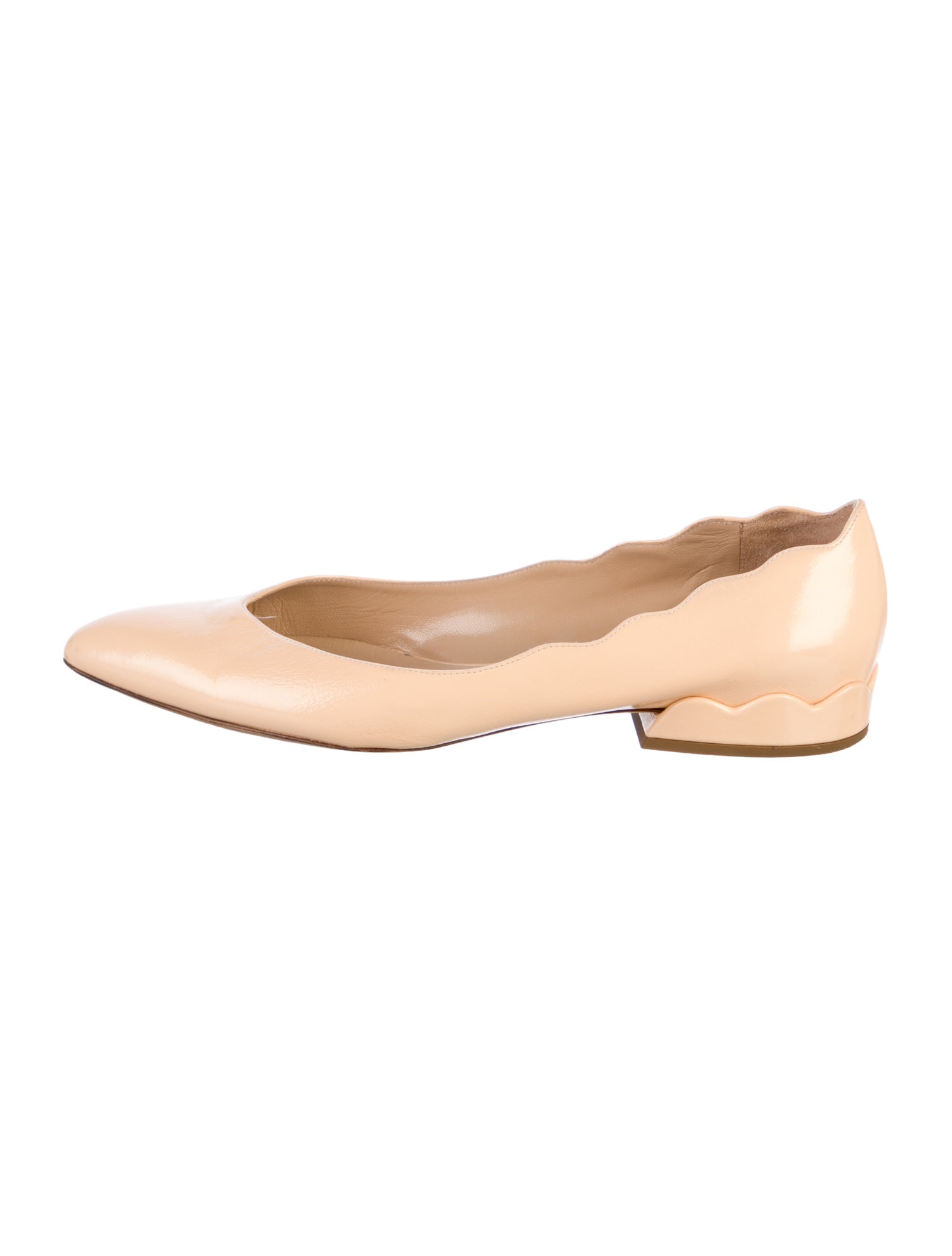Chloé Patent Leather Scalloped Accent Flats