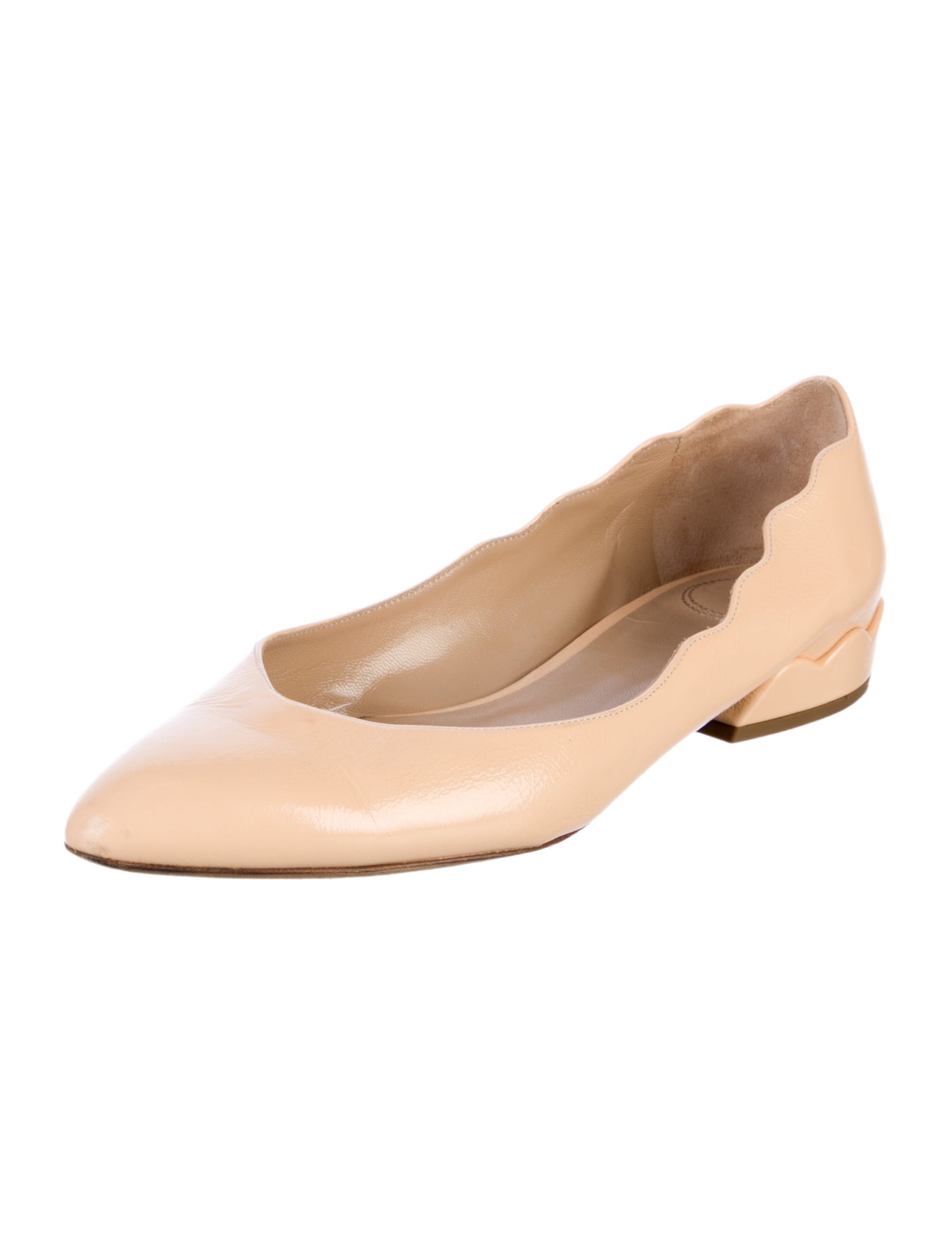 Chloé Patent Leather Scalloped Accent Flats