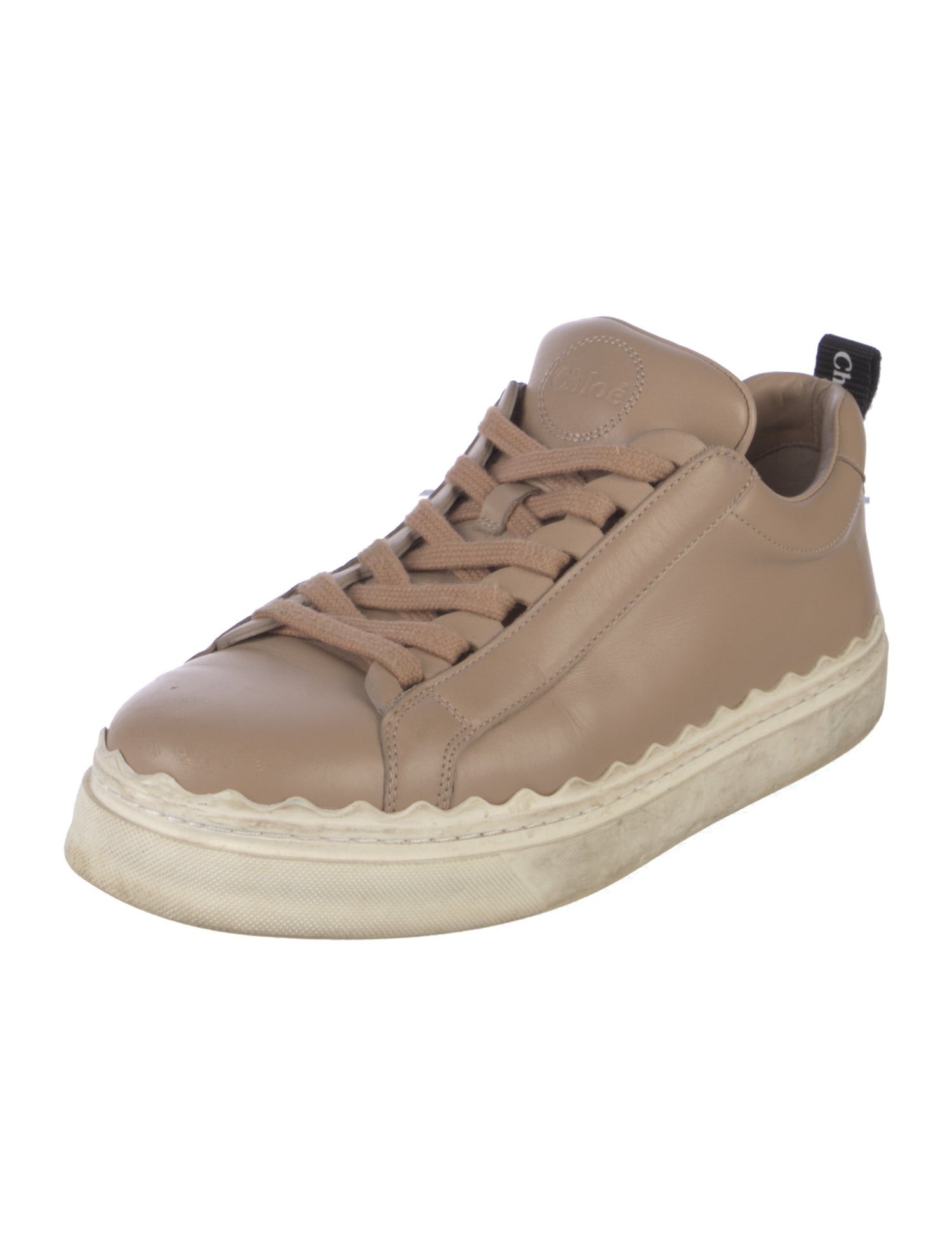 Chloé Leather Scalloped Accent Sneakers