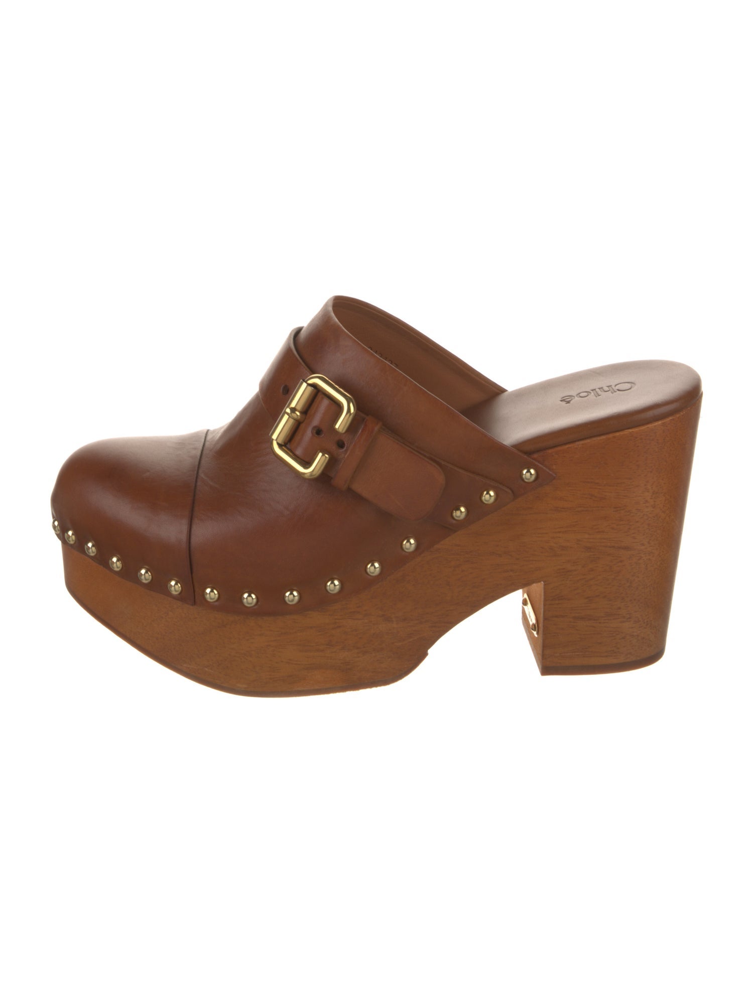 Chloé Leather Studded Accents Mules