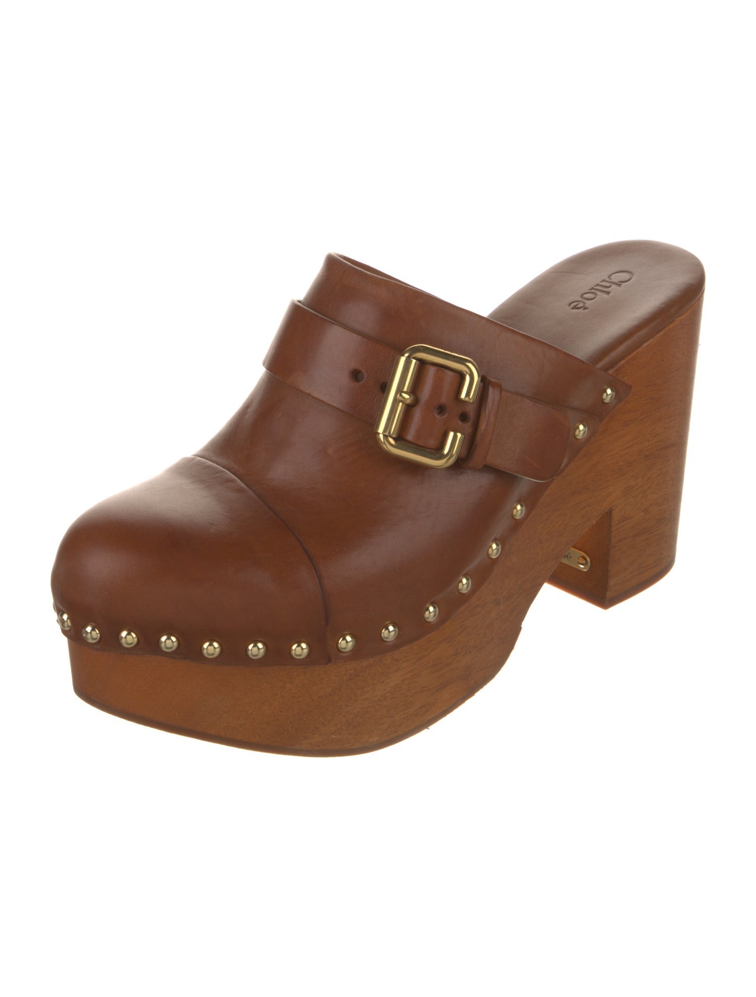 Chloé Leather Studded Accents Mules