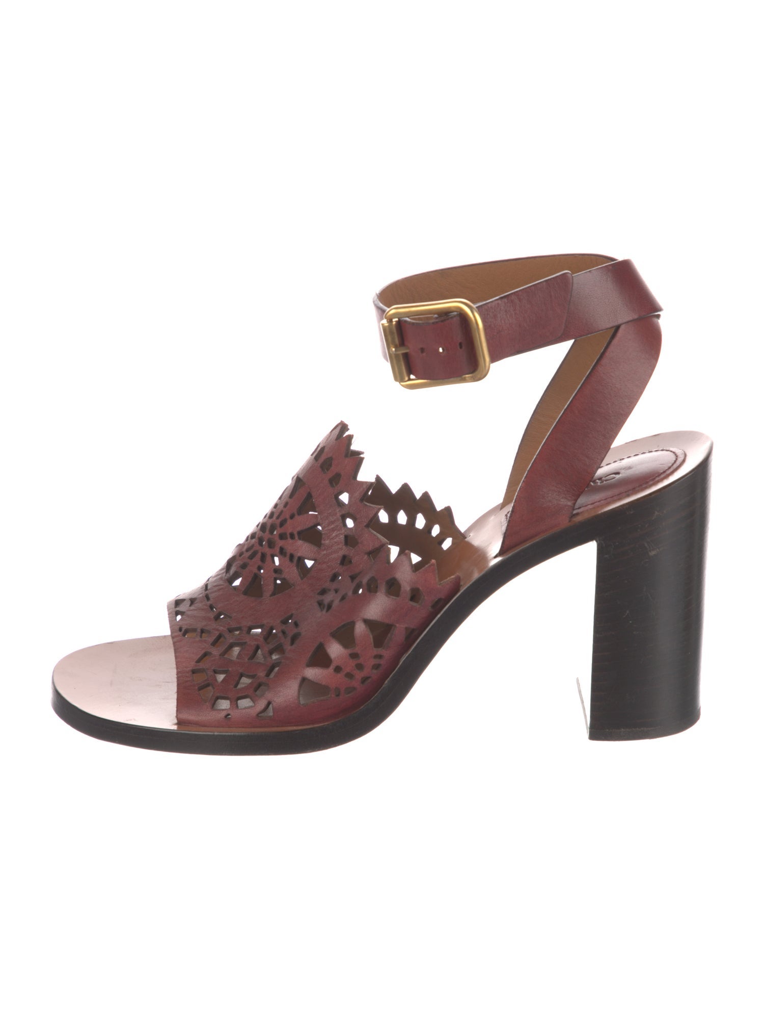 Chloé Leather Lasercut Accents Sandals