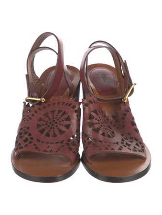 Chloé Leather Lasercut Accents Sandals