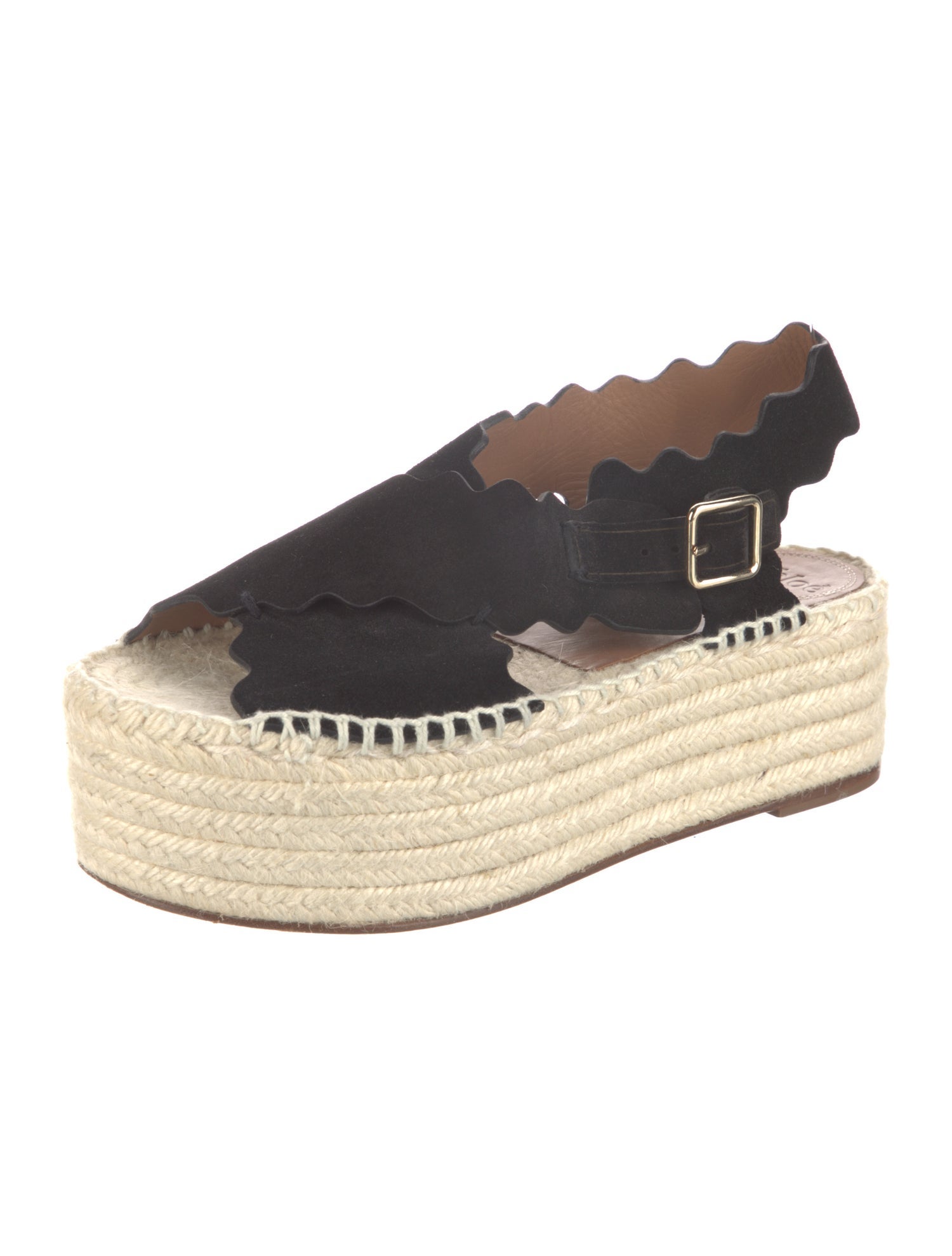 Chloé Suede Scalloped Accent Espadrilles