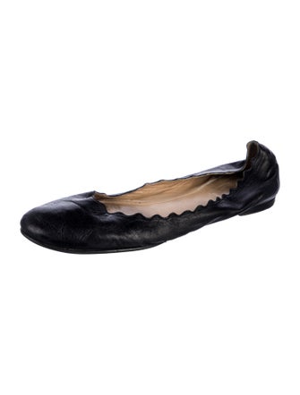 Chloé Leather Scalloped Accent Ballet Flats