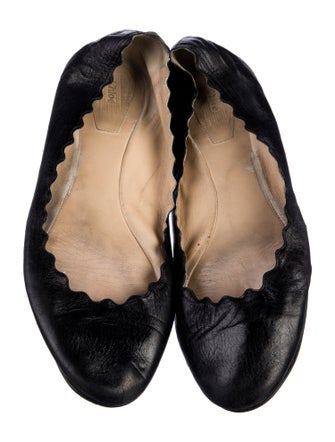 Chloé Leather Scalloped Accent Ballet Flats