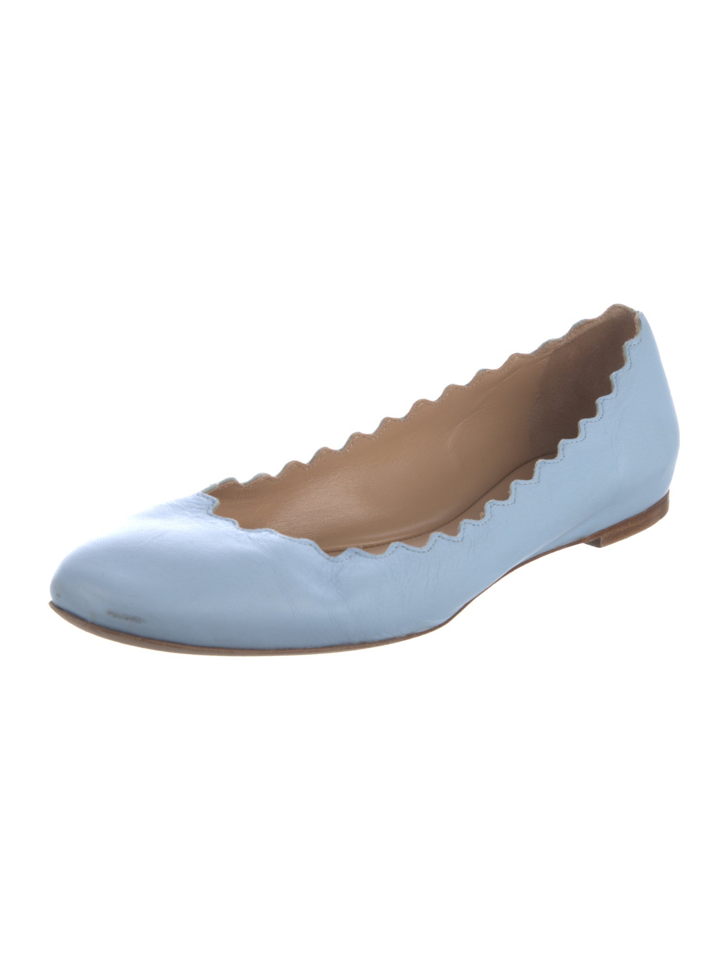 Chloé Leather Scalloped Accent Flats