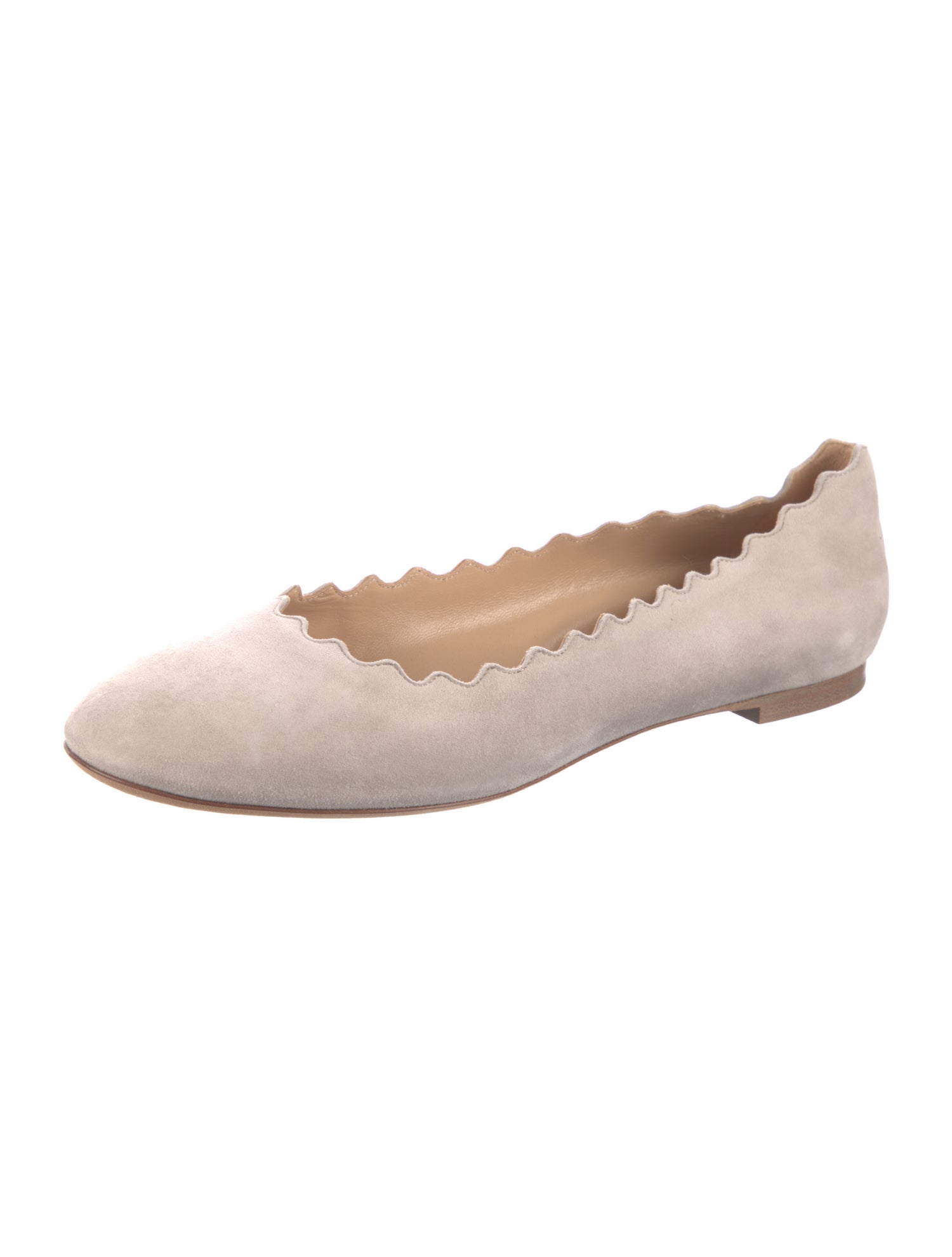 Chloé Suede Scalloped Accent Ballet Flats