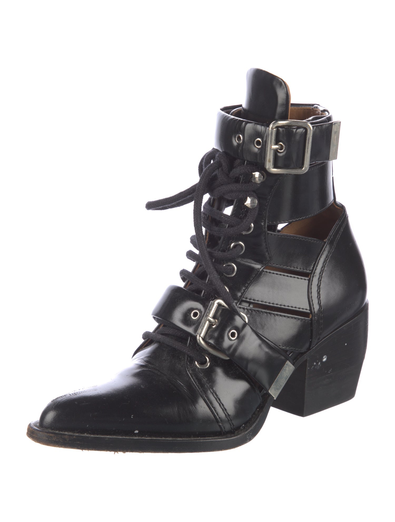 Chloé Patent Leather Lace-Up Boots
