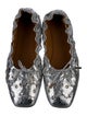Chloé Embossed Leather Bow Accents Ballet Flats