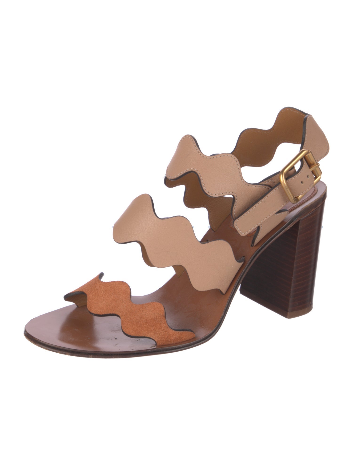 Chloé Leather Scalloped Accent Sandals