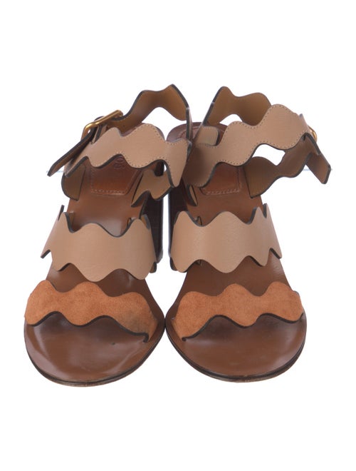Chloé Leather Scalloped Accent Sandals