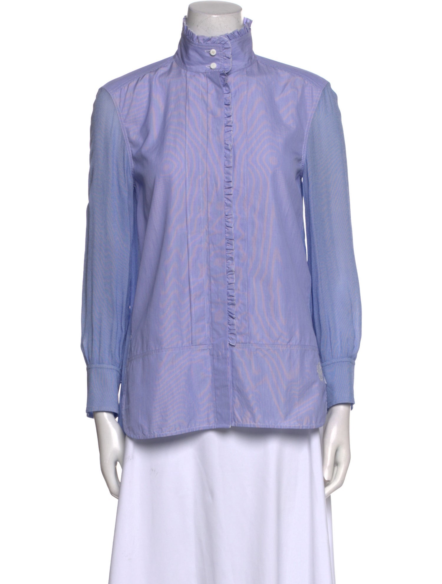 Chloé Mock Neck Long Sleeve Button-Up Top