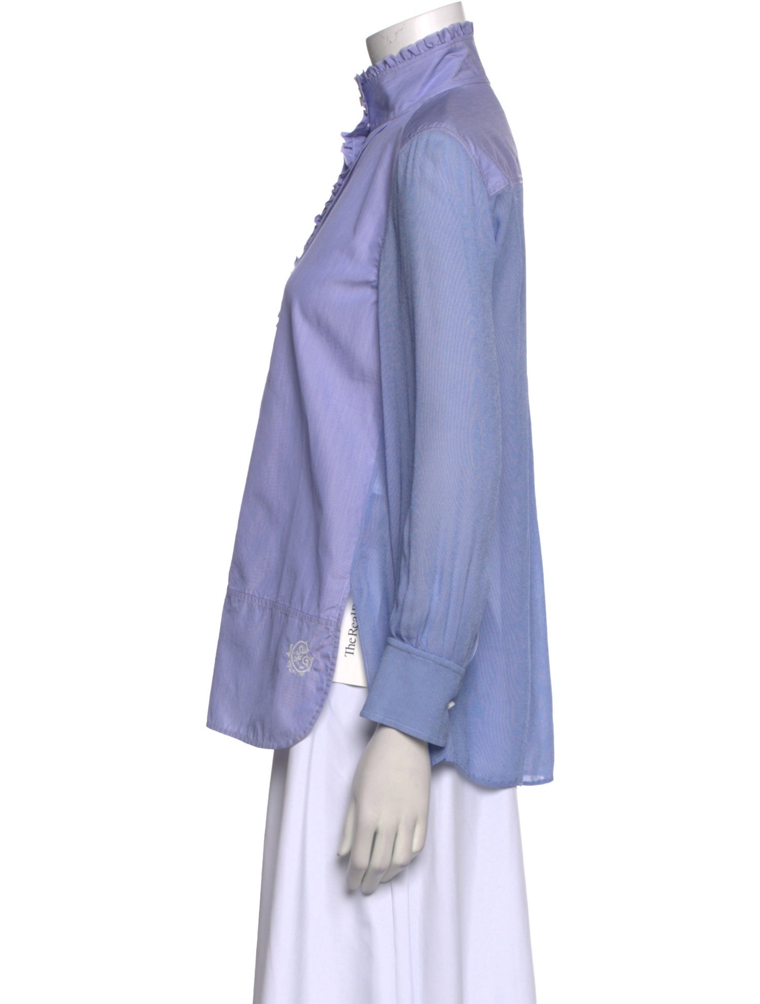 Chloé Mock Neck Long Sleeve Button-Up Top