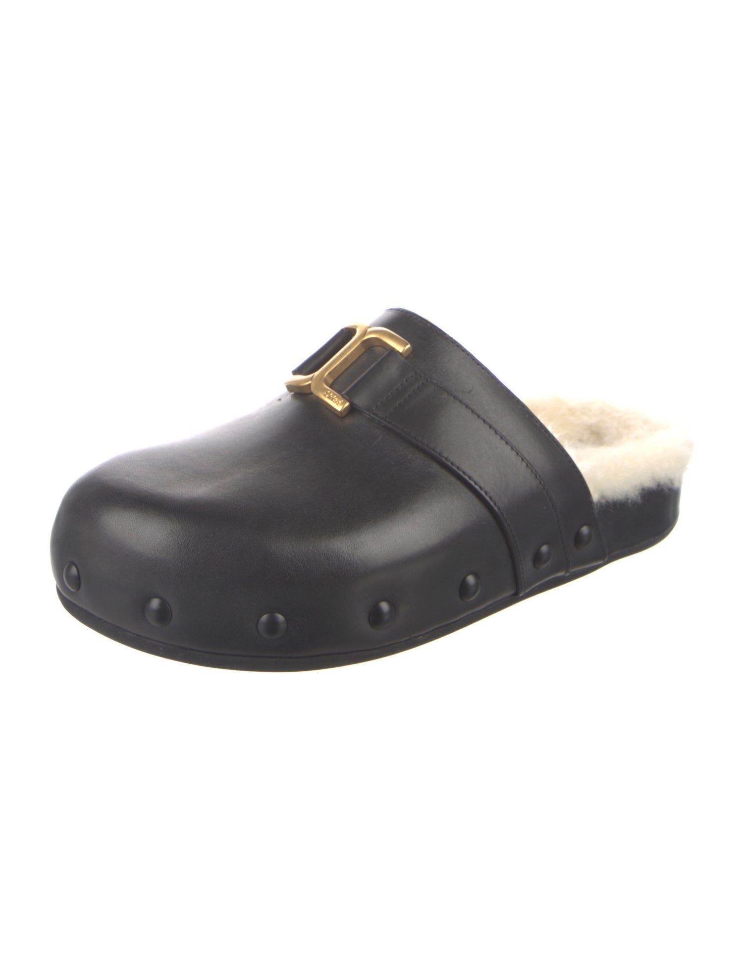 Chloé Leather Studded Accents Slides