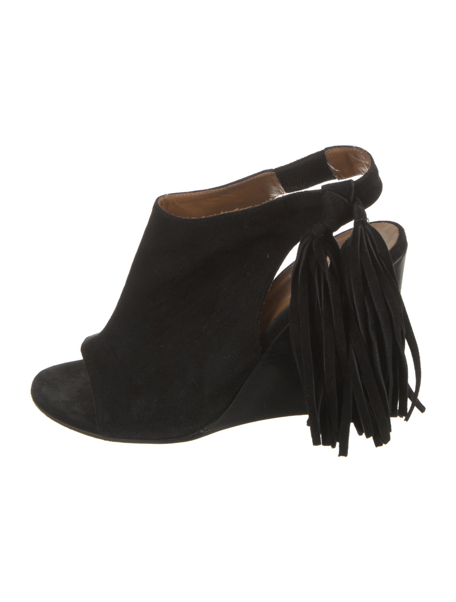 Chloé Suede Fringe Trim Accent Slingback Sandals