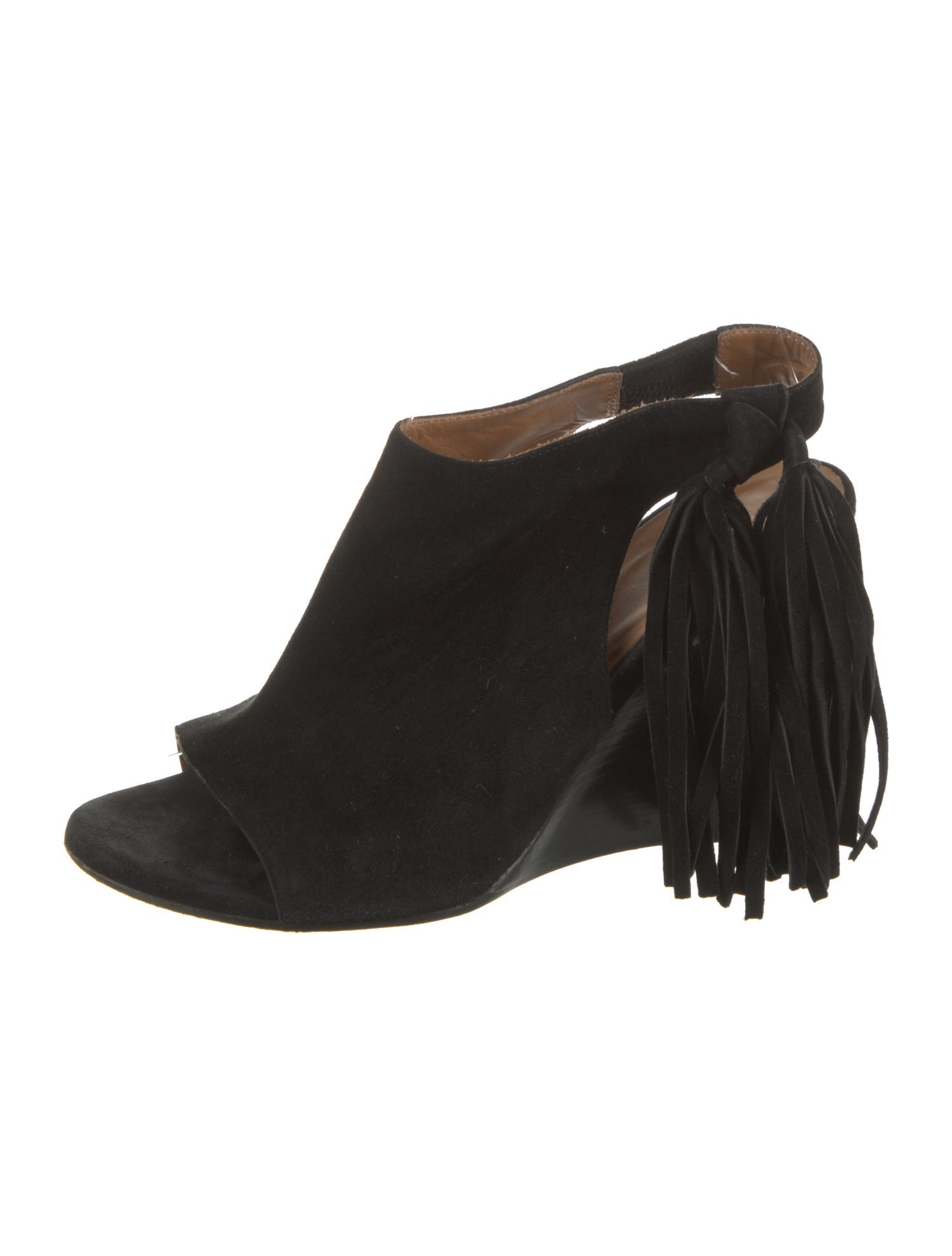 Chloé Suede Fringe Trim Accent Slingback Sandals