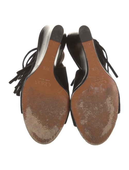 Chloé Suede Fringe Trim Accent Slingback Sandals