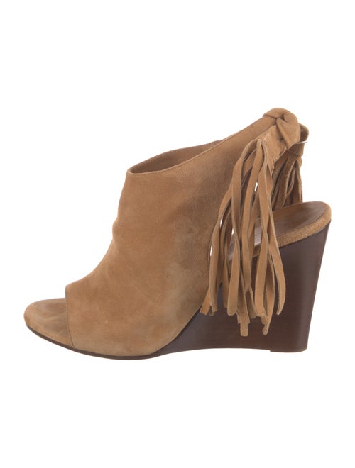 Chloé Suede Fringe Trim Accent Slingback Sandals