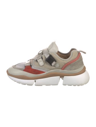 Chloé Suede Colorblock Pattern Athletic Sneakers