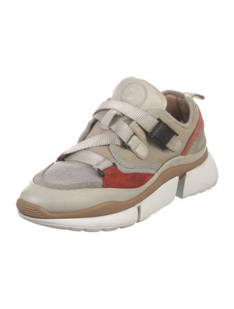 Chloé Suede Colorblock Pattern Athletic Sneakers