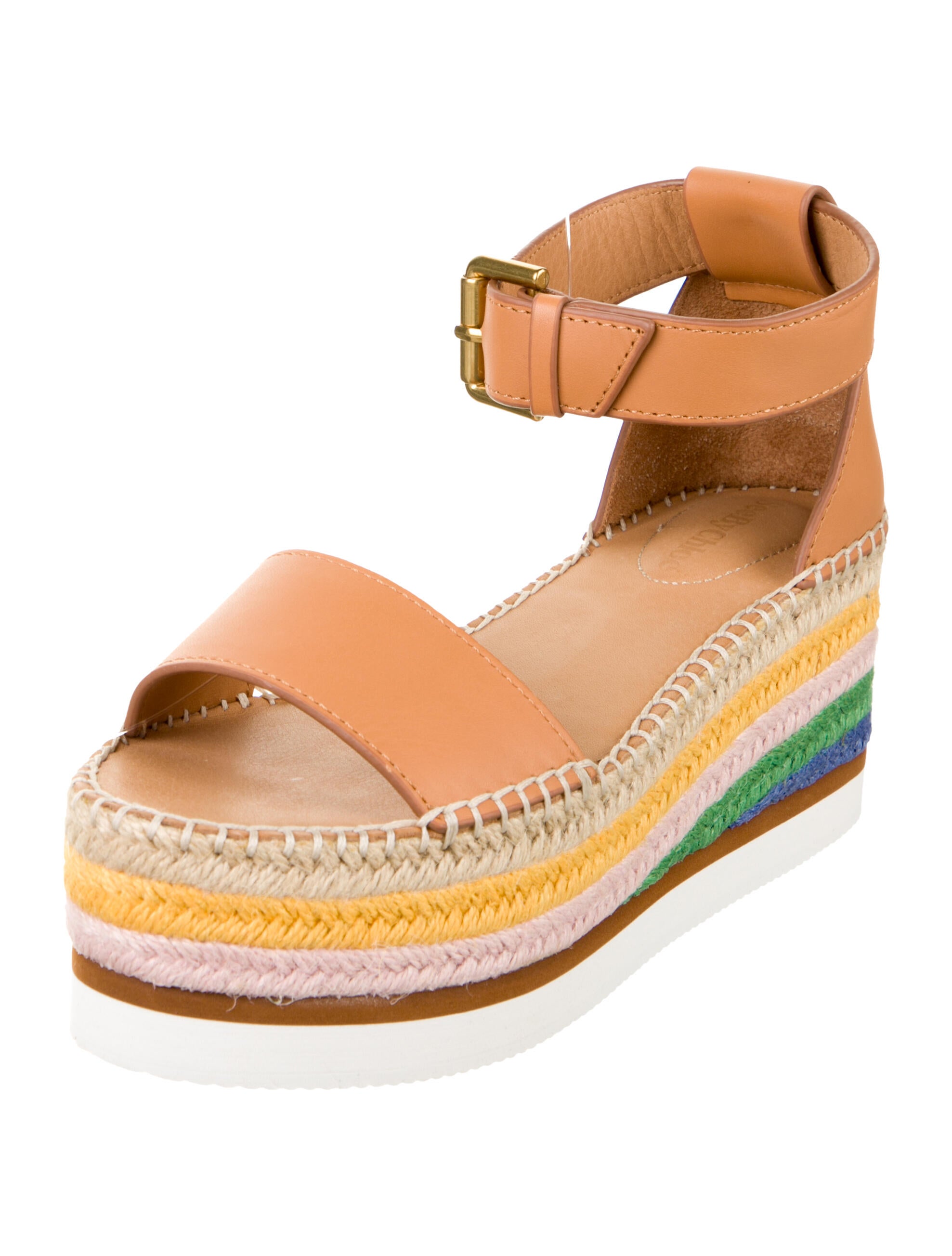 Chloé Leather Raw-Edge Trim Espadrilles