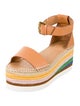 Chloé Leather Raw-Edge Trim Espadrilles