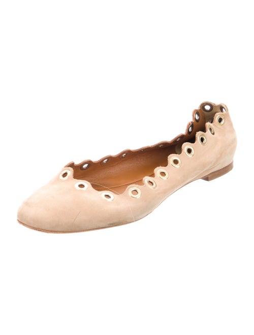 Chloé Suede Scalloped Accent Ballet Flats
