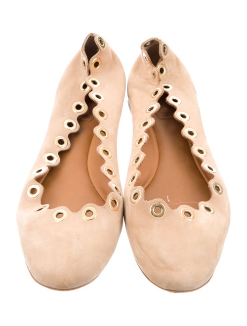 Chloé Suede Scalloped Accent Ballet Flats