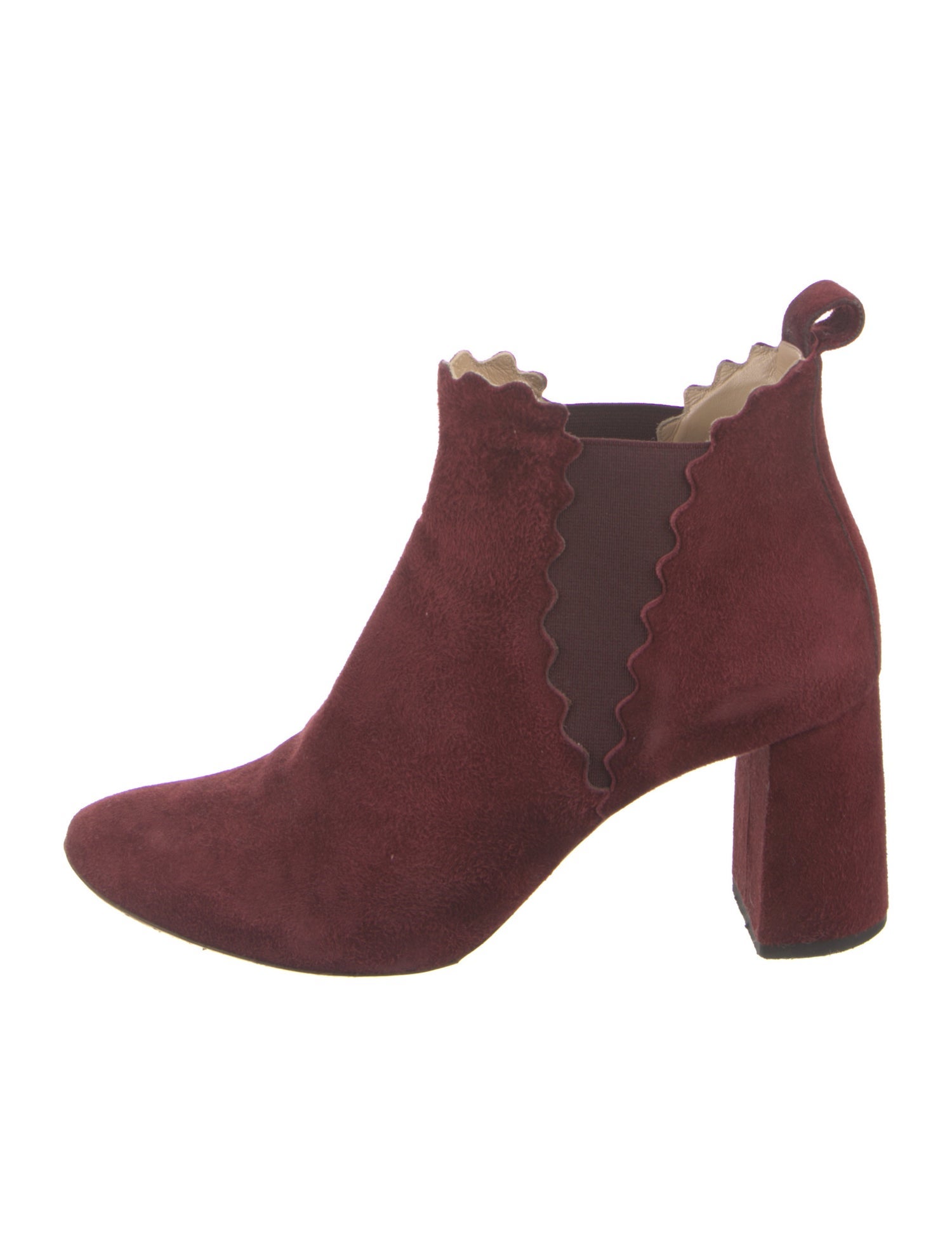 Chloé Suede Scalloped Accent Chelsea Boots
