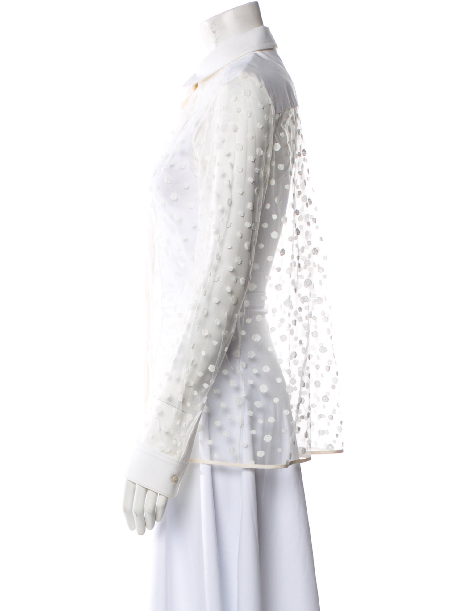 Chloé Polka Dot Print Long Sleeve Button-Up Top