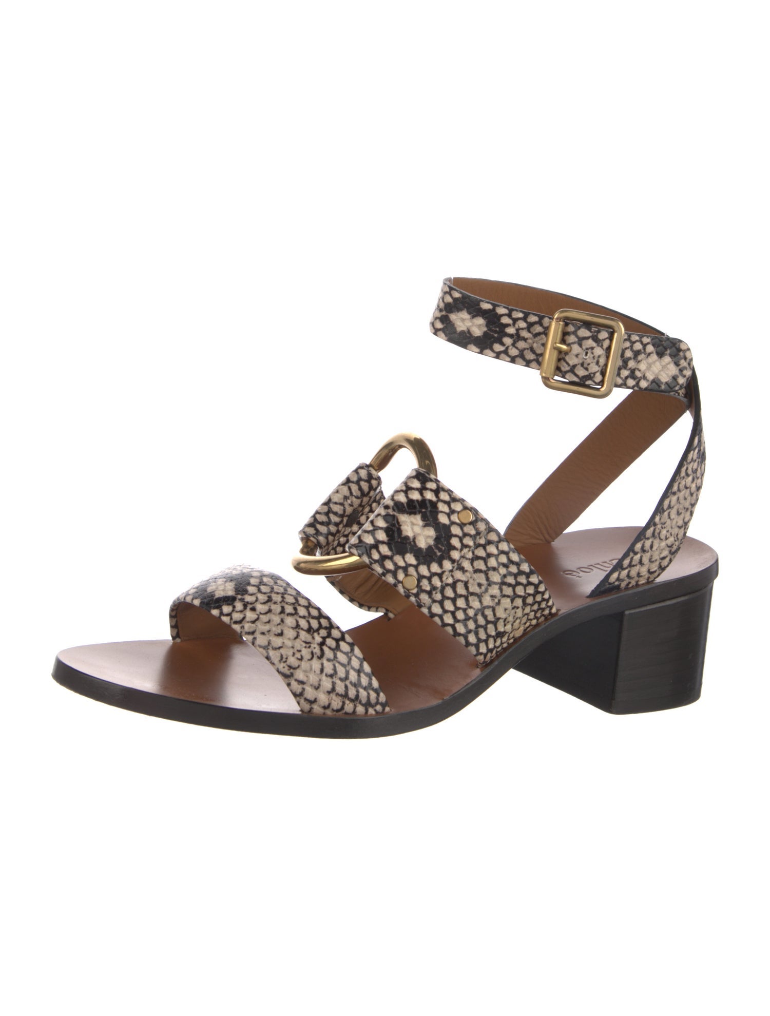 Chloé Leather Animal Print Sandals