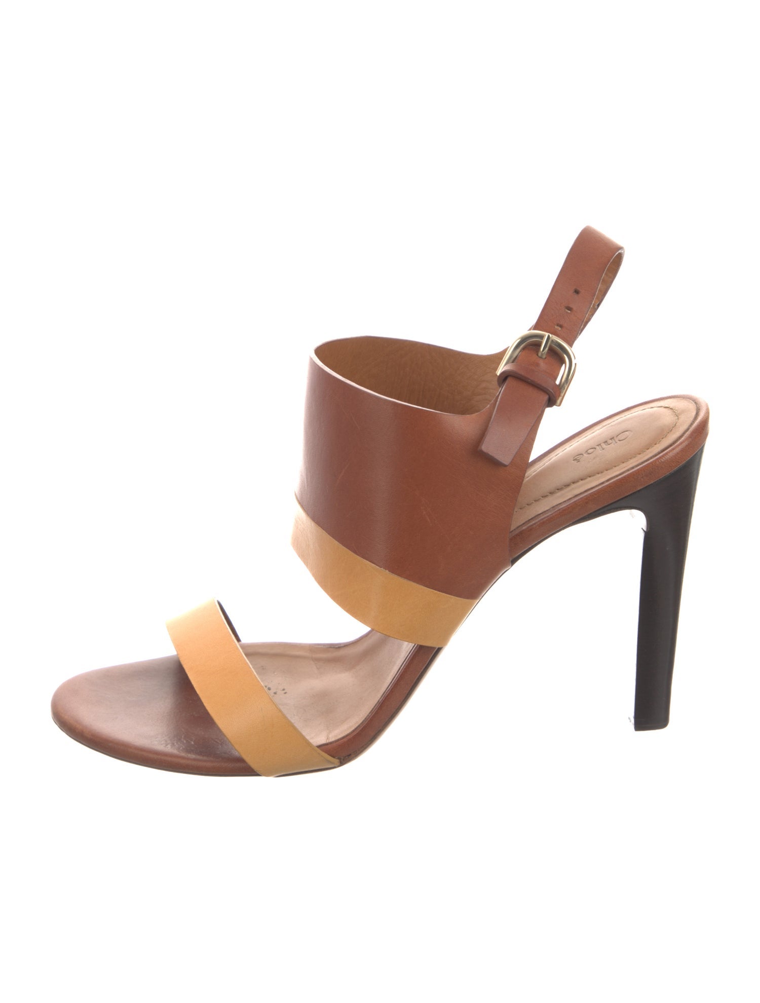 Chloé Leather Colorblock Pattern Slingback Sandals