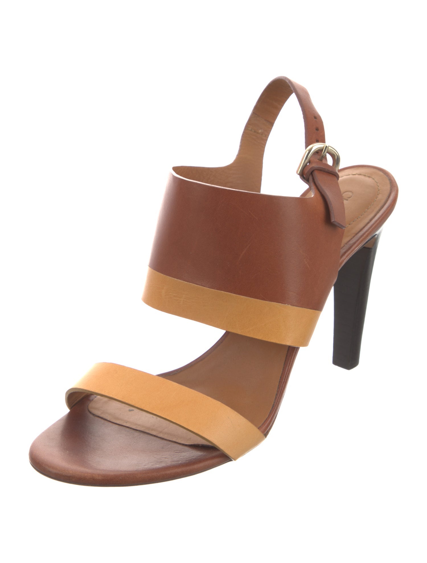 Chloé Leather Colorblock Pattern Slingback Sandals