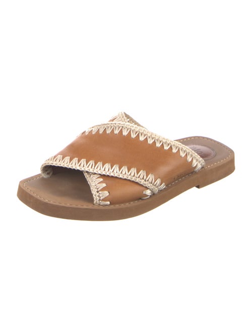 Chloé Leather Whipstitch Trim Slides