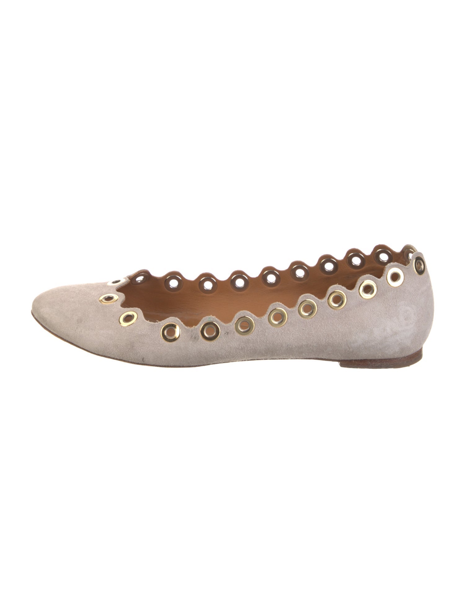 Chloé Suede Lasercut Accents Ballet Flats