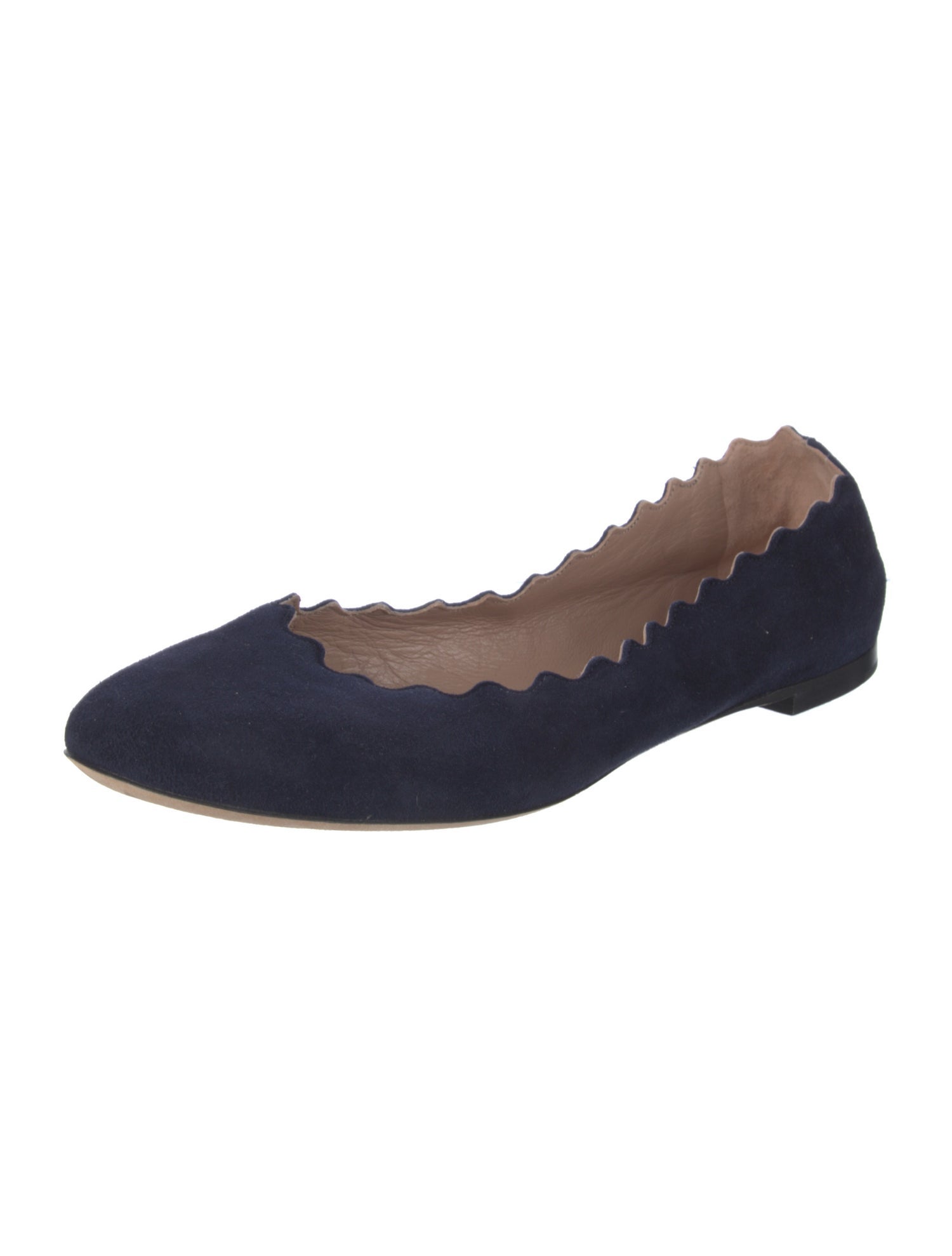 Chloé Suede Scalloped Accent Flats
